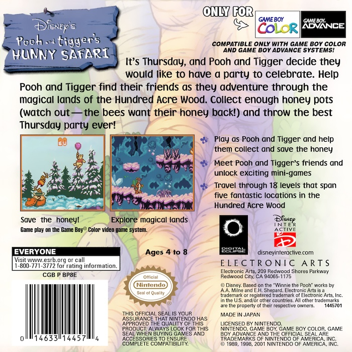 Le Safari de Winnie l'Ourson - Dos