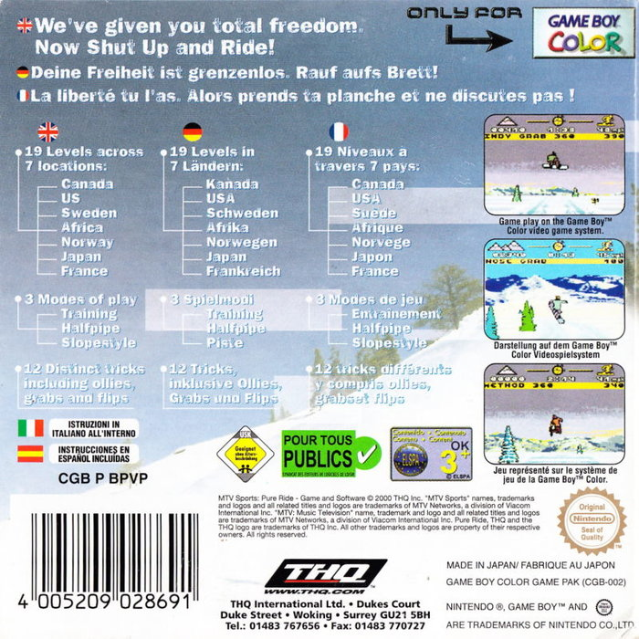 MTV Sports : Pure Ride - Dos