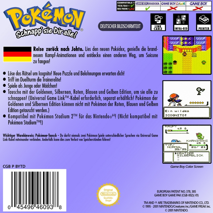 Pokémon : Version Cristal - Dos