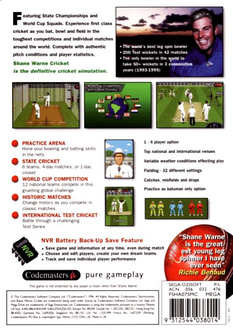 Brian Lara Cricket 96 dos
