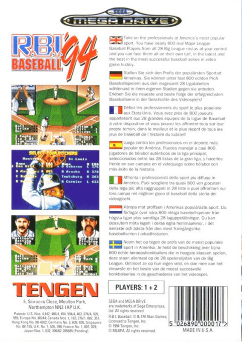 R.B.I. Baseball 94 dos