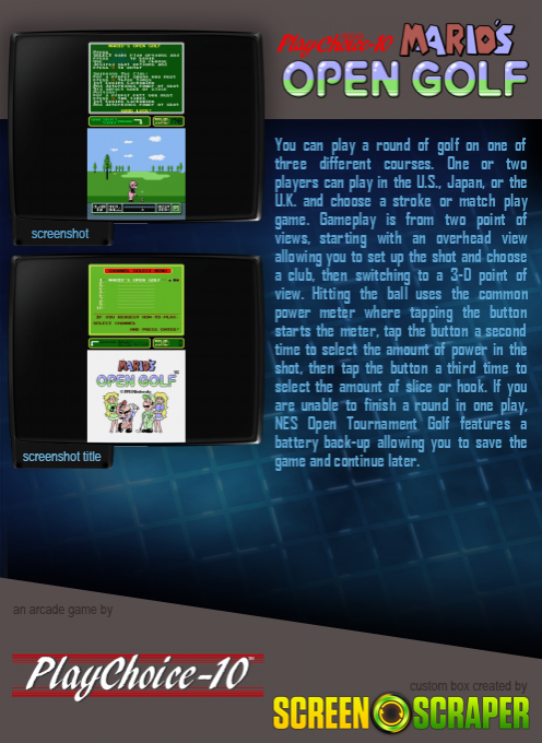 Mario's Open Golf (playchoice-10) dos