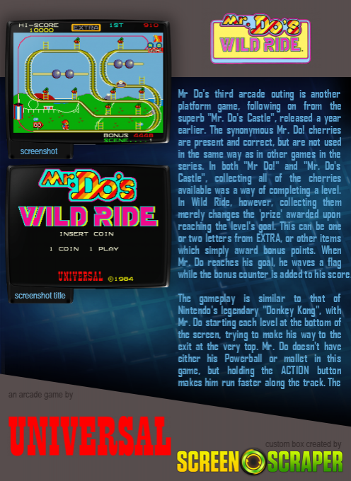 Mr. Do's Wild Ride - Dos