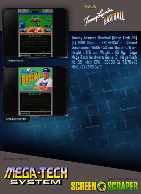 Tommy Lasorda Baseball (mega-tech) dos