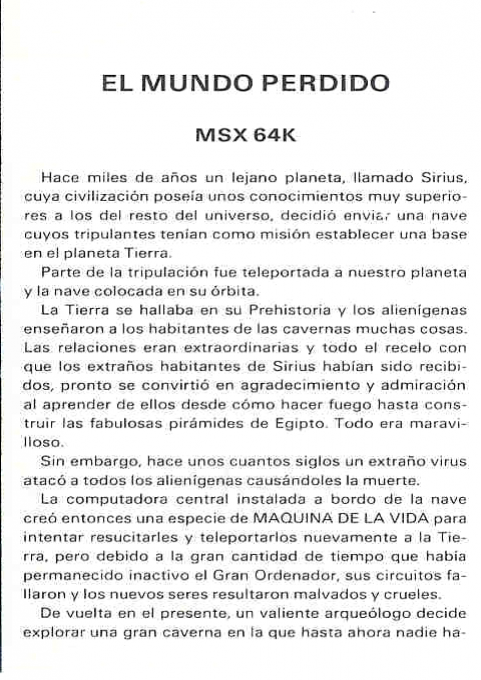 Mundo Perdido, El dos