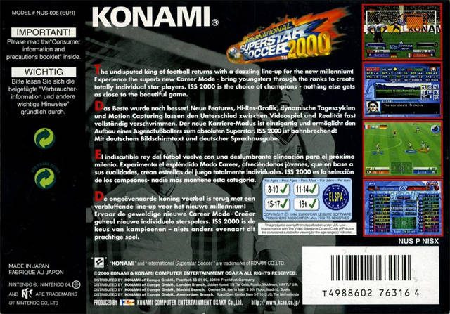 International Superstar Soccer 2000 - Dos