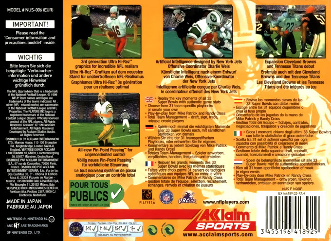 NFL Quarterback Club 2000 - Dos