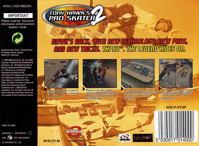 Tony Hawk's Pro Skater 2 - Dos