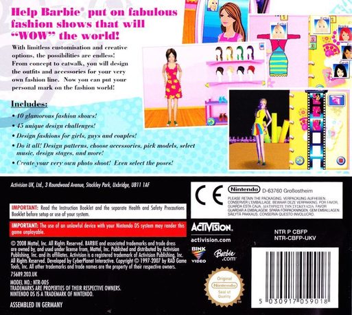 Barbie Styliste : Défilé de Mode - Dos