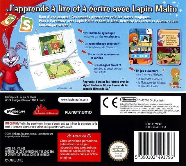 Lapin Malin : J'Apprends à Lire et à Ecrire - Dos