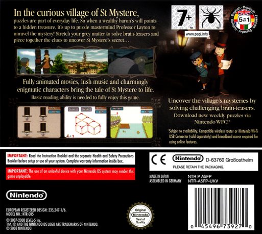 Professeur Layton et l'Étrange Village - Dos