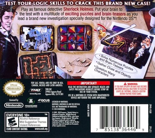 Sherlock Holmes : Le Secret de la Reine - Dos