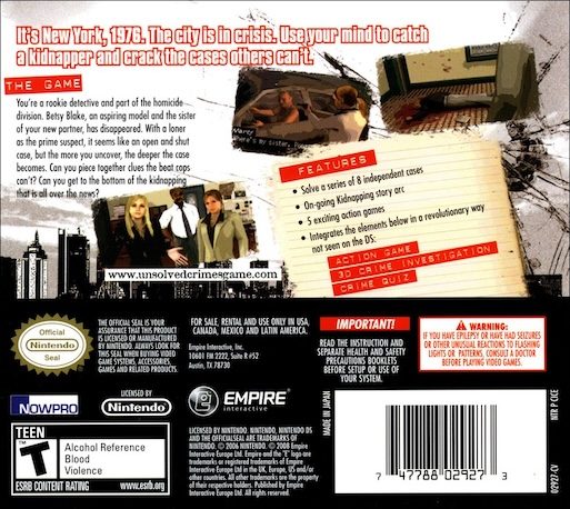 Unsolved Crimes : Affaires Non Classés - Dos