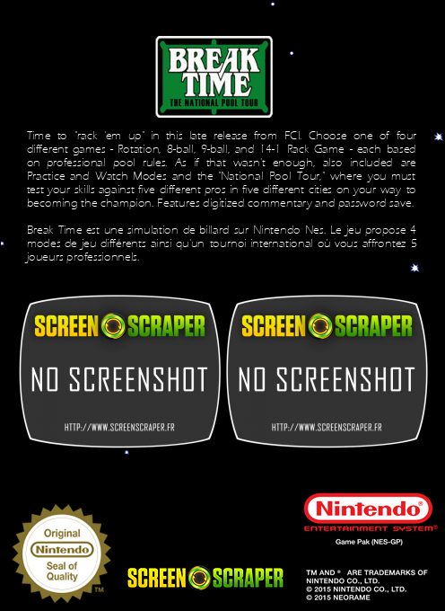 Break Time : The National Pool Tour - Dos