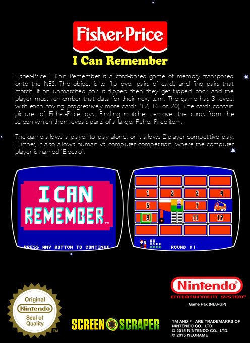 Fisher-Price : I Can Remember - Dos