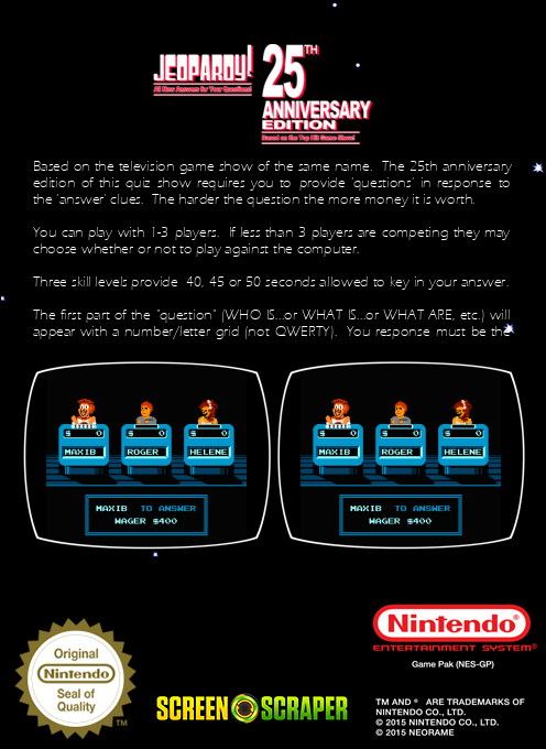 Jeopardy! 25th Anniversary Edition - Dos