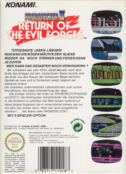 Probotector 2 - Return Of The Evil Forces - Dos