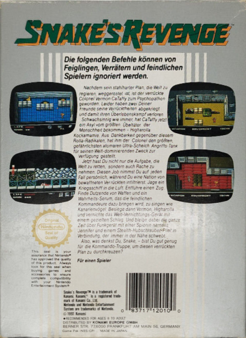 Snake's Revenge - Dos