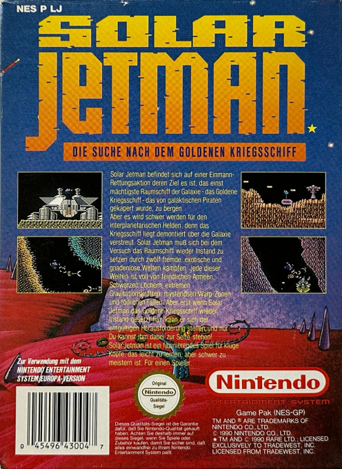 Solar Jetman - La Chasse Au Vaisseau D'or - Dos