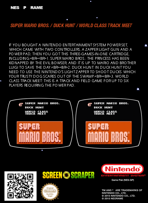 Super Mario Bros. + Duck Hunt + World Class Track Meet - Dos