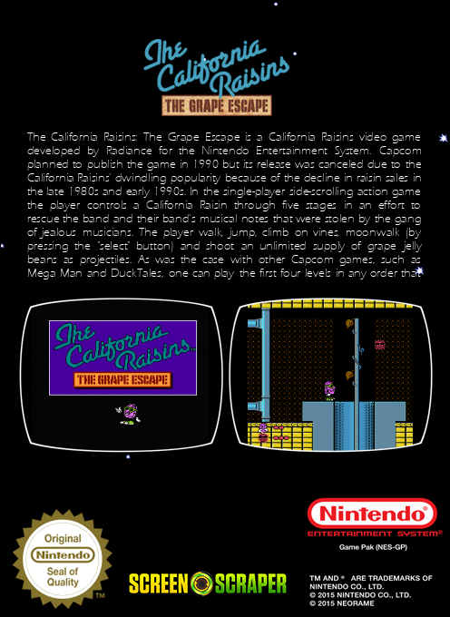 The California Raisins: The Grape Escape - Dos