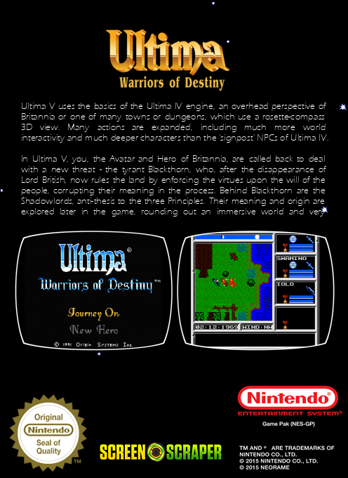 Ultima : Warriors of Destiny - Dos