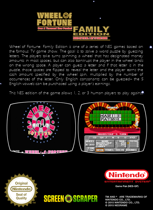 Wheel of Fortune : Family Edition - Dos