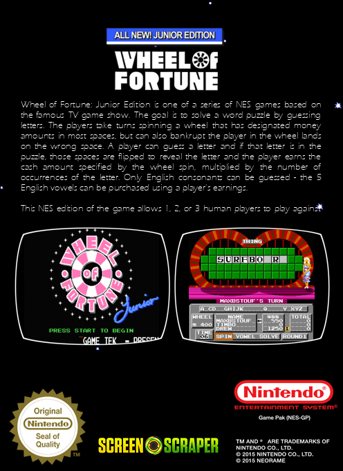 Wheel of Fortune : Junior Edition - Dos