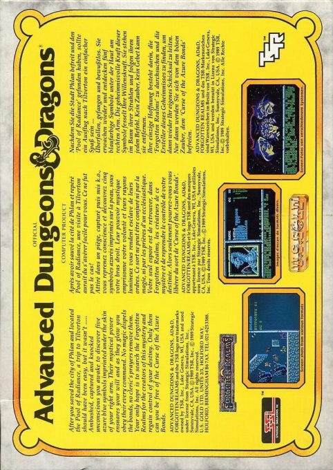 Advanced Dungeons & Dragons : Curse of the Azure Bonds dos