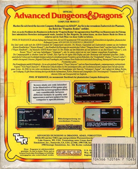 Advanced Dungeons & Dragons : Pool of Radiance dos