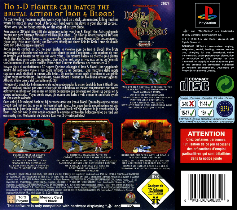 Advanced Dungeons & Dragons : Iron & Blood, Warriors of Ravenloft dos