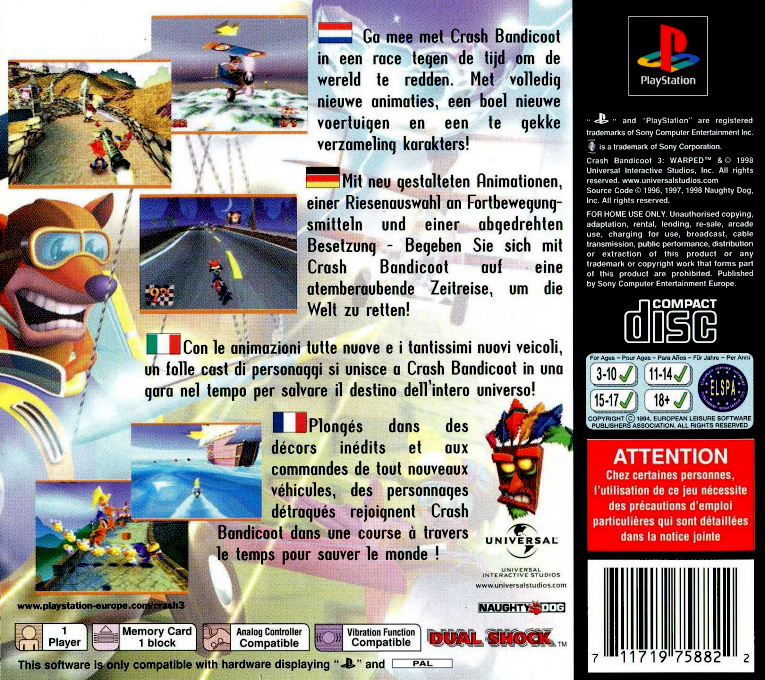 Crash Bandicoot 3 - Buttobi! Sekai Isshuu dos