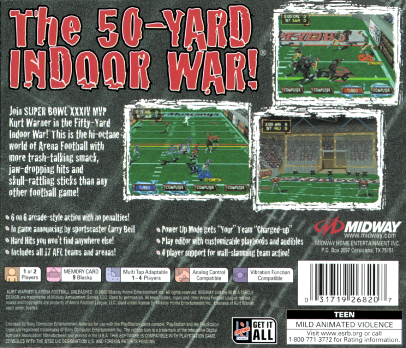 Kurt Warner's Arena Football Unleashed dos