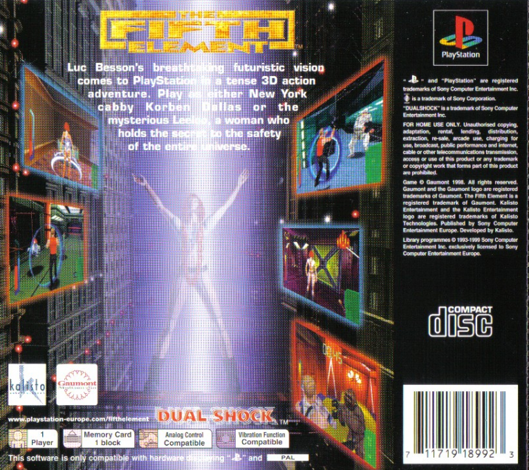 Le Cinquième Elément - Dos