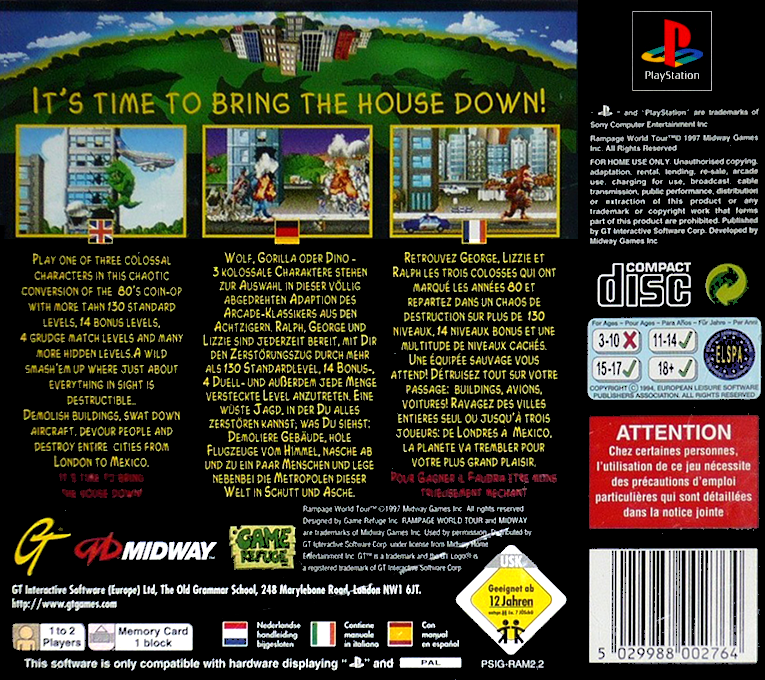 Rampage : World Tour - Dos