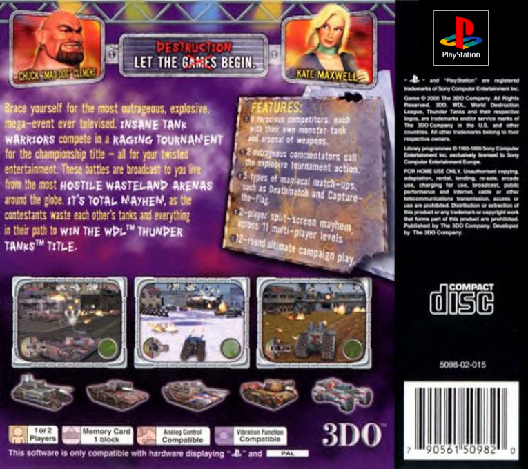 World Destruction League : Thunder Tanks - Dos