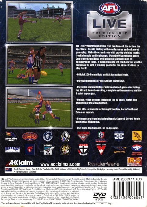 Afl Live Premiership Edition - Dos