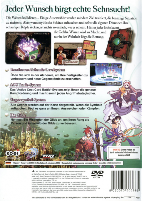 Atelier Iris 3 : Grand Phantasm - Dos