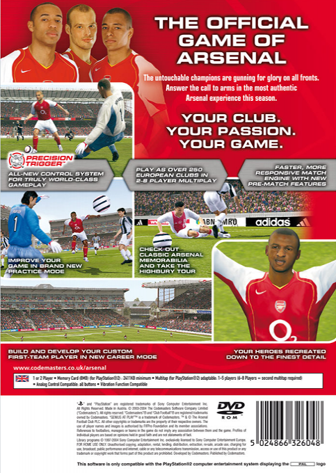 Club Football 2005 - Arsenal - Dos