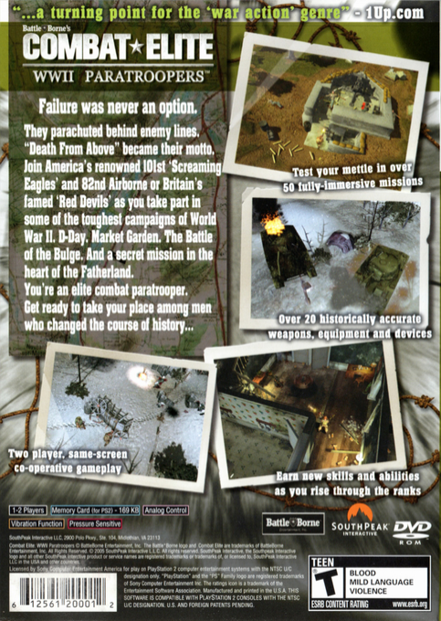 Combat Elite : WWII Paratroopers - Dos