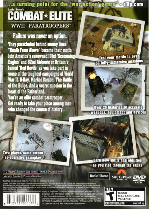 Combat Elite : WWII Paratroopers - Dos