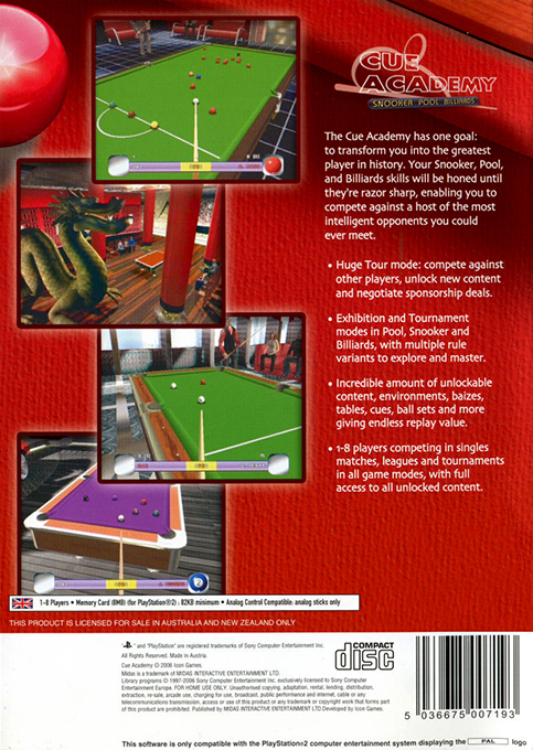 Cue Academy - Snooker, Pool, Billiards - Dos