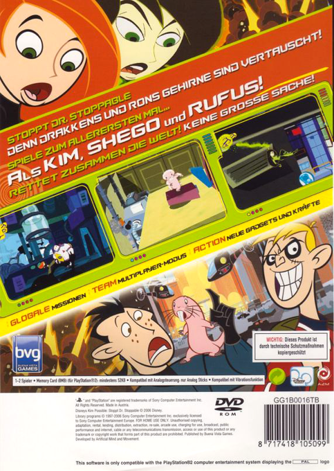 Disney Kim Possible : Quelle Est La Mission ? - Dos