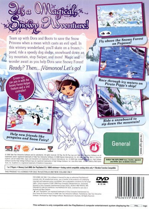 Dora Sauve la Princesse des Neiges dos