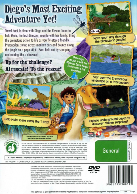 Go Diego ! Au Secours Du Dinosaure - Dos