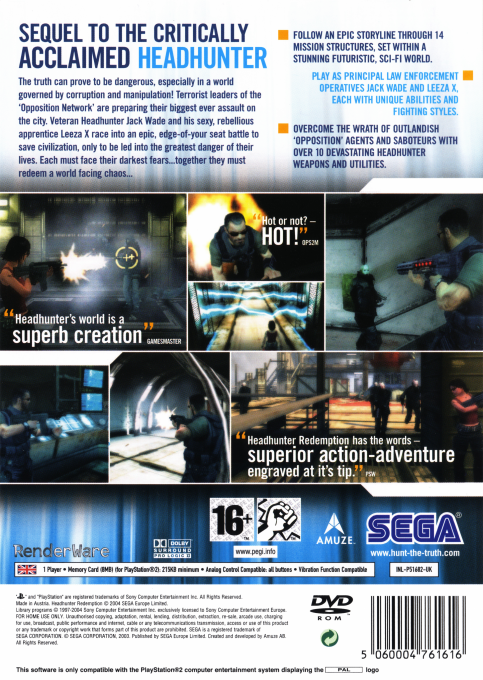 Headhunter : Redemption - Dos