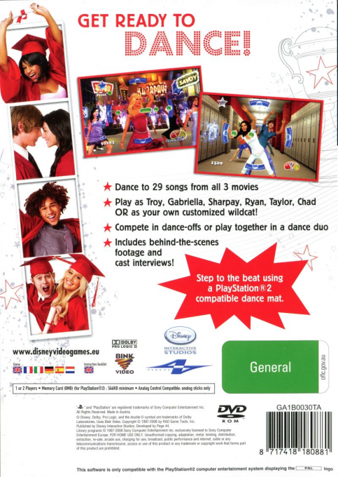 High School Musical 3 Dance ! Nos Années Lycée - Dos