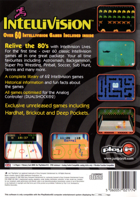 Intellivision Lives : L'histoire des jeux vidéo - Dos