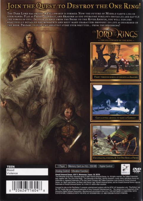 Le Seigneur des Anneaux : La Communauté de l'Anneau - Dos