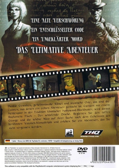 Les Chevaliers de Baphomet : Le Manuscrit de Voynich - Dos